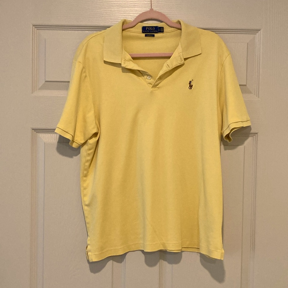 Like New Polo Ralph Lauren Yellow Super Soft Classic Fit Men Polo Shirt Large